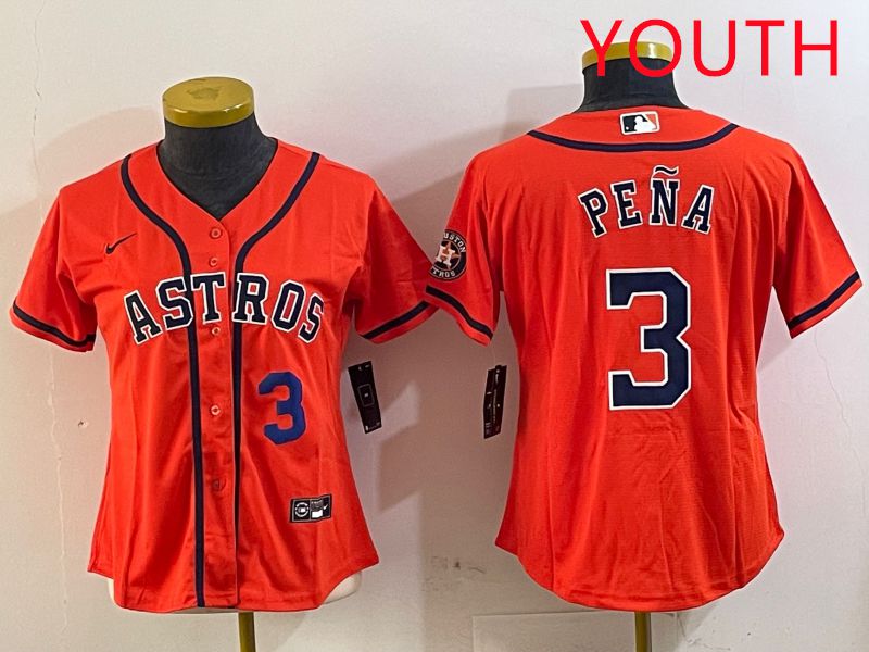 Youth Houston Astros 3 Pena Orange Game 2025 Nike MLB Jersey style 1